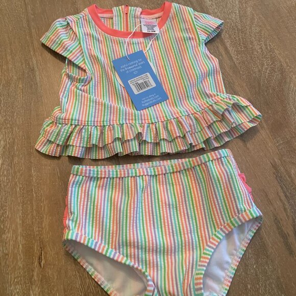 Ruffle Butts Other - Ruffle Butts 12-18 Months Two Piece Girls Swim Rainbow Seersucker